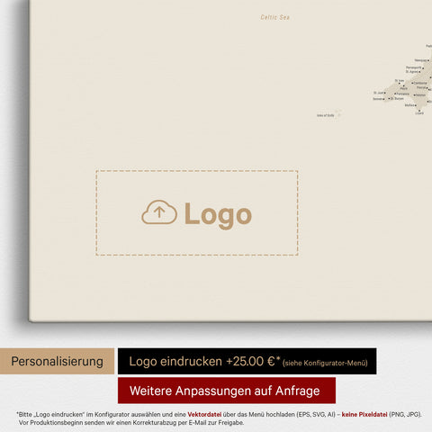 Carte d'Angleterre (Grande-Bretagne) & Irlande TRAVEL® Carte à épingles – Or