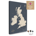 England- & Großbritannien-Karte mit Irland in Farbe Hale Navy (Blau-Gold) als Pinnwand Leinwand zum Pinnen und Markieren von Reisezielen