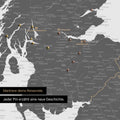 Detail einer England- & Großbritannien-Karte als Pinn-Leinand in Farbe Light Gray mit Kartenausschnitt von Schottland