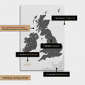 Vielfältige Konfigurationsmöglichkeiten einer England- & Großbritannien-Karte in Light Gray