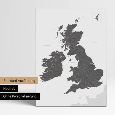 Neutrale Ausführung einer England- & Großbritannien-Karte in Farbe Light Gray ohne Personalisierung