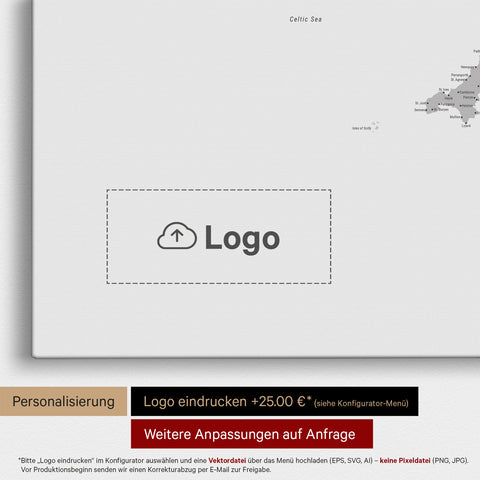 Carte d'Angleterre (Grande-Bretagne) & Irlande TRAVEL® Carte à épingles – Multicolore Gris