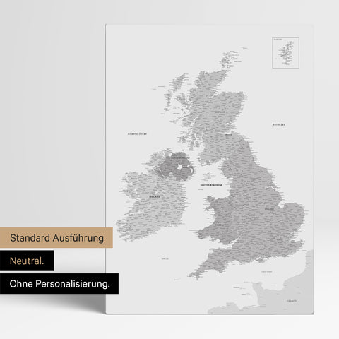 Neutrale Ausführung einer England- & Großbritannien-Karte in Farbe Multicolor Gray ohne Personalisierung