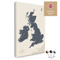 England- & Großbritannien-Karte mit Irland in Farbe Navy Light als Pinnwand Leinwand zum Pinnen und Markieren von Reisezielen