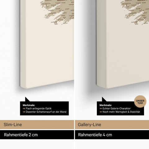 Carte d'Angleterre et d'Irlande TRAVEL® Carte à épingles – Sable du désert (Beige)