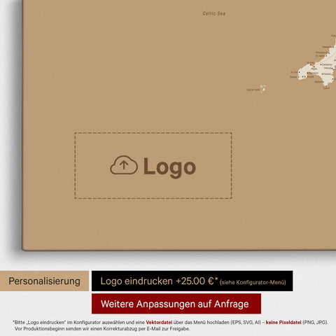 Carte d'Angleterre (Grande-Bretagne) & Irlande TRAVEL® Carte à épingles – Treasure Gold