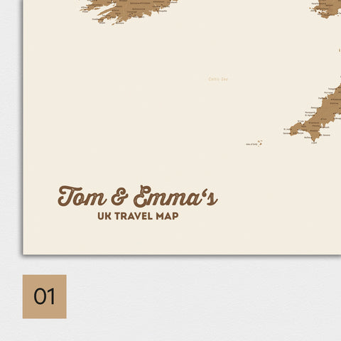Carte d'Angleterre (Grande-Bretagne) & Irlande TRAVEL® Poster Premium – en 21 couleurs