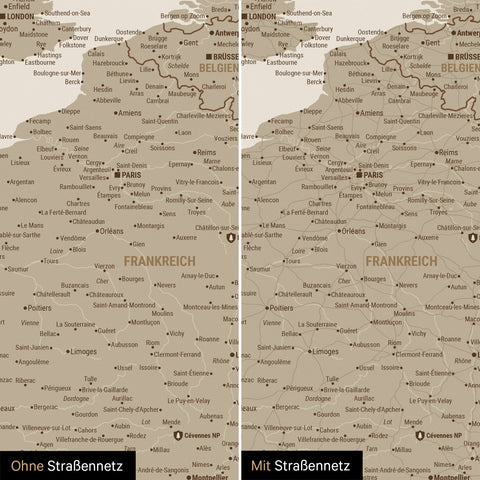 Carte de l'Europe TRAVEL® Carte à épingles – Sable du désert (Beige)