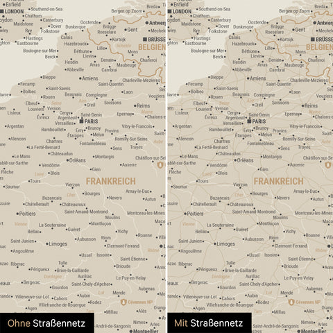 Carte de l'Europe TRAVEL® Carte à épingles – Or