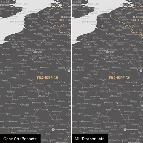 Carte de l'Europe TRAVEL® Carte à épingles – Gris clair