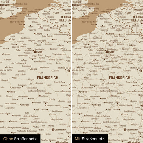 Carte de l'Europe TRAVEL® Carte à épingles – Trésor Or
