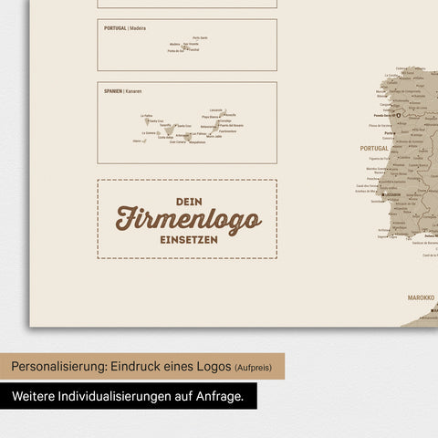 Carte magnétique de l'Europe TRAVEL® Tableau magnétique – Sable du désert (Beige)