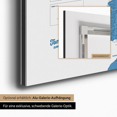 Carte magnétique de l'Europe TRAVEL® Tableau magnétique – Bleu océan
