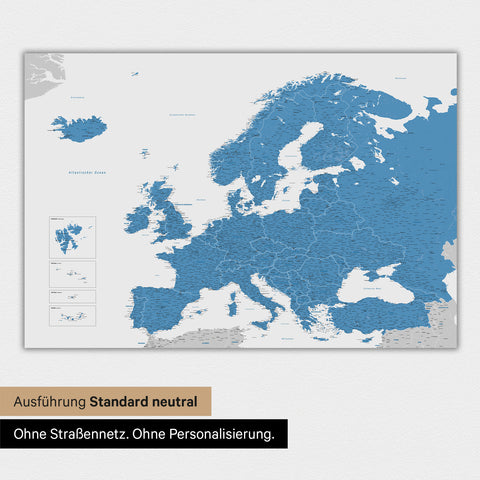 Carte magnétique de l'Europe TRAVEL® Tableau magnétique – Bleu océan