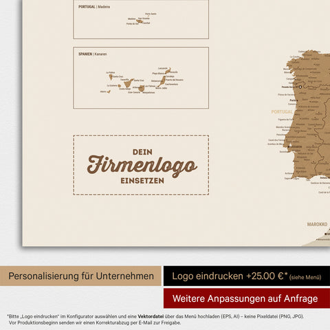 Carte magnétique de l'Europe TRAVEL® Tableau magnétique – Bronze