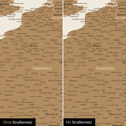 Carte magnétique de l'Europe TRAVEL® Tableau magnétique – Bronze