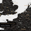 Ausschnitt einer magnetischen Europakarte in Light Black (Weiß-Schwarz) zeigt einen Ausschnitt von England, Frankreich und Belgien mit Details wie Nationalparks, Flüssen und zahlreichen kleineren Orten und Städten