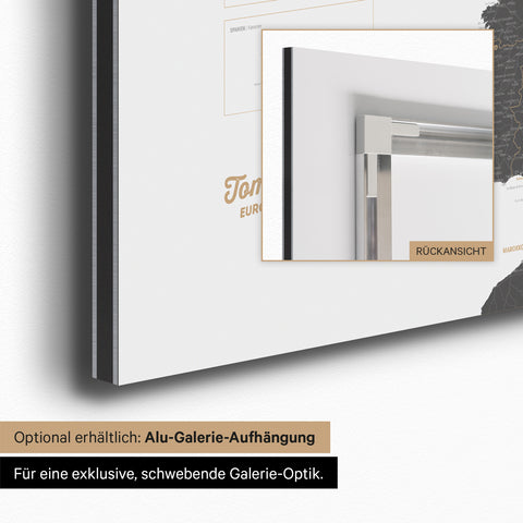 Carte magnétique de l'Europe TRAVEL® Tableau magnétique – Gris clair