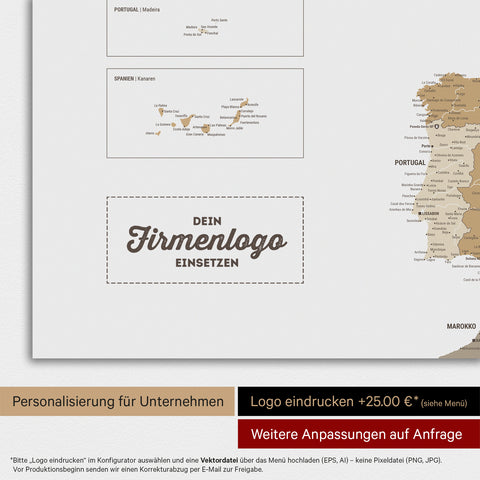 Carte magnétique de l'Europe TRAVEL® Tableau magnétique – Multicolore Beige