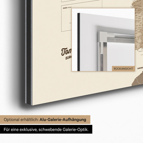 Carte magnétique de l'Europe TRAVEL® Tableau magnétique – Multicolore Marron