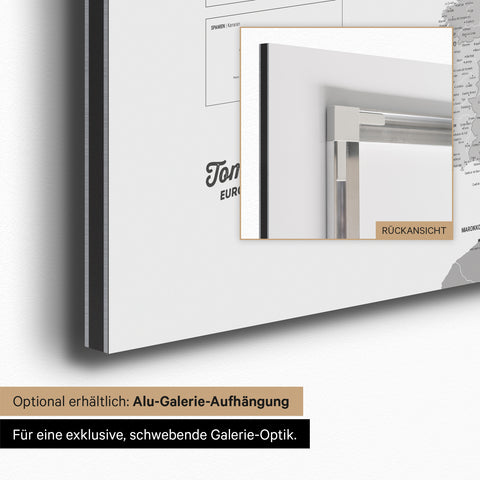 Carte magnétique de l'Europe TRAVEL® Tableau magnétique – Multicolore Gris