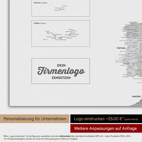 Carte magnétique de l'Europe TRAVEL® Tableau magnétique – Multicolore Gris