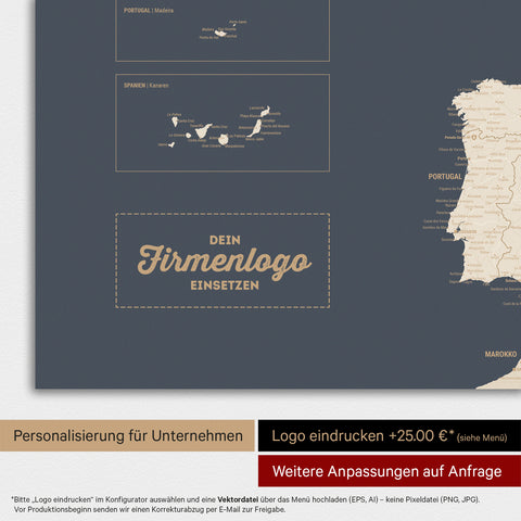 Carte d'Europe TRAVEL® Poster Magnétique – Hale Navy