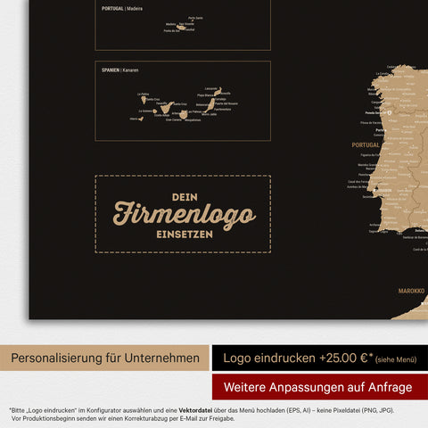 Carte de l'Europe TRAVEL® Poster Magnétique – Sonar Black
