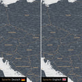 Europa Landkarte Design in Denim Blue wahlweise in deutscher oder englischer Sprache