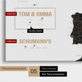 Europa-Karte in einem modernen Design in Light Black (Weiß-Schwarz) als Pinn-Leinwand mit Personalisierung als Logo mit einer Weltkugel