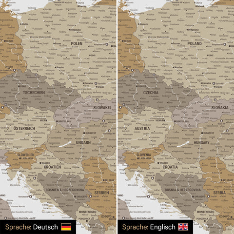 Carte de l'Europe TRAVEL® Carte à épingles – Multicolore Beige