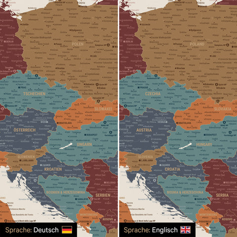 Carte de l'Europe TRAVEL® Carte à épingles – Multicolore Vif