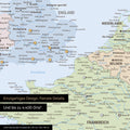 Ausschnitt einer magnetischen Politische Europakarte in Multicolor Atlas zeigt einen Ausschnitt von England, Frankreich und Belgien mit Details wie Nationalparks, Flüssen und zahlreichen kleineren Orten und Städten