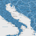 Europa Landkarte Poster in Blau zeigt einen Ausschnitt von England, Frankreich und Belgien