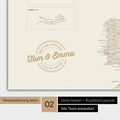 Landkarte von Europa als Poster in Gold mit Personalisierung als rundes Logo, das eine Legende für bereits besuchte Reiseziele im Rundtext beinhaltet