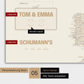 Europa Karte als Poster in Gold mit Personalisierung als Logo mit einer Weltkugel
