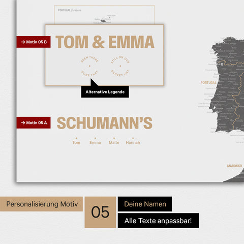 Europa Karte als Poster in Light Gray mit Personalisierung als Logo mit einer Weltkugel