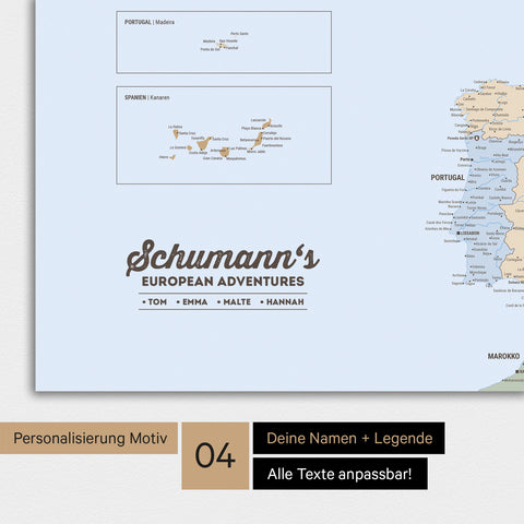 Poster Premium TRAVEL® Carte Europe – Atlas Multicolore (Carte Politique)