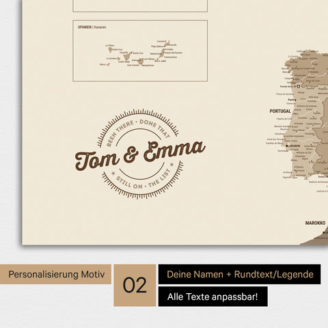 Carte de l'Europe TRAVEL® Poster Premium – Multicolore Marron