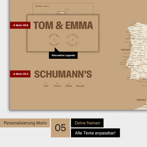 Europa Karte als Poster in Treasure Gold mit Personalisierung als Logo mit einer Weltkugel