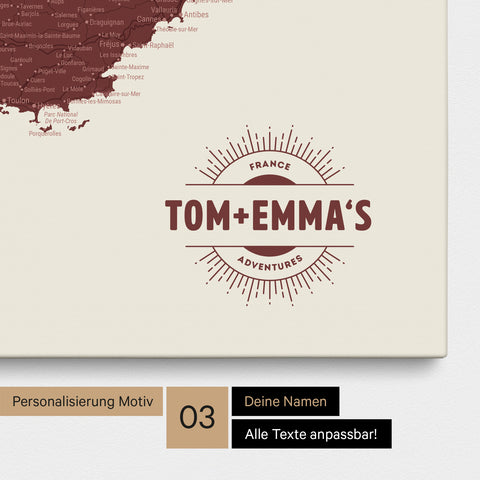 Carte de France TRAVEL® à épingles – Bordeaux Rouge