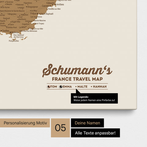 Carte de France TRAVEL® à épingles – Bronze