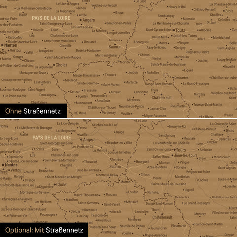 Carte de France TRAVEL® à épingles – Bronze