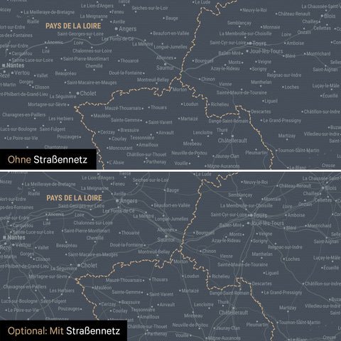 Carte de France TRAVEL® à épingles – Bleu Denim