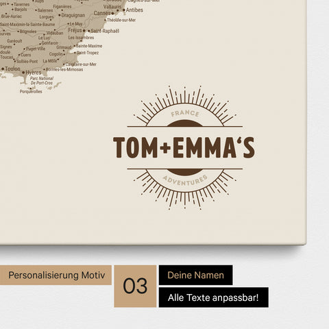 Carte de France TRAVEL® à épingles – Desert Sand