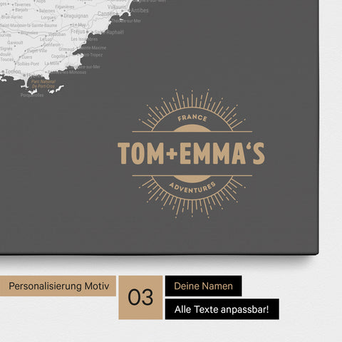 Carte de France TRAVEL® à épingles – Gris foncé