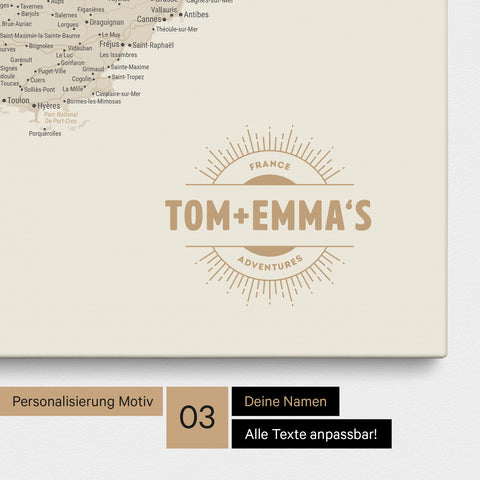 Carte de France TRAVEL® à épingles – Or