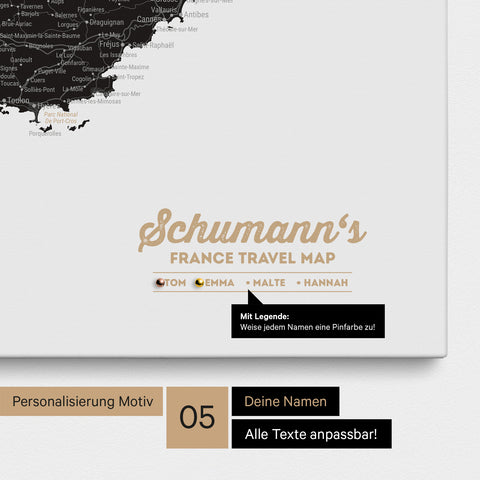 Carte de France TRAVEL® à épingles – Noir clair