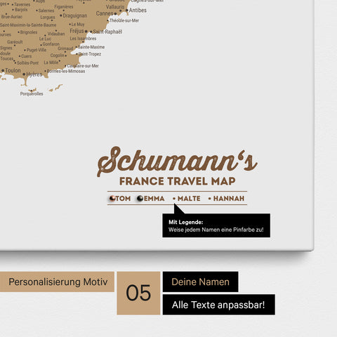 Carte de France TRAVEL® à épingles – Multicolore Beige