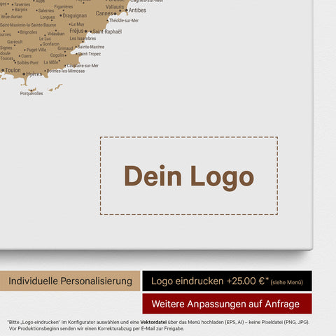 Carte de France TRAVEL® à épingles – Multicolore Beige